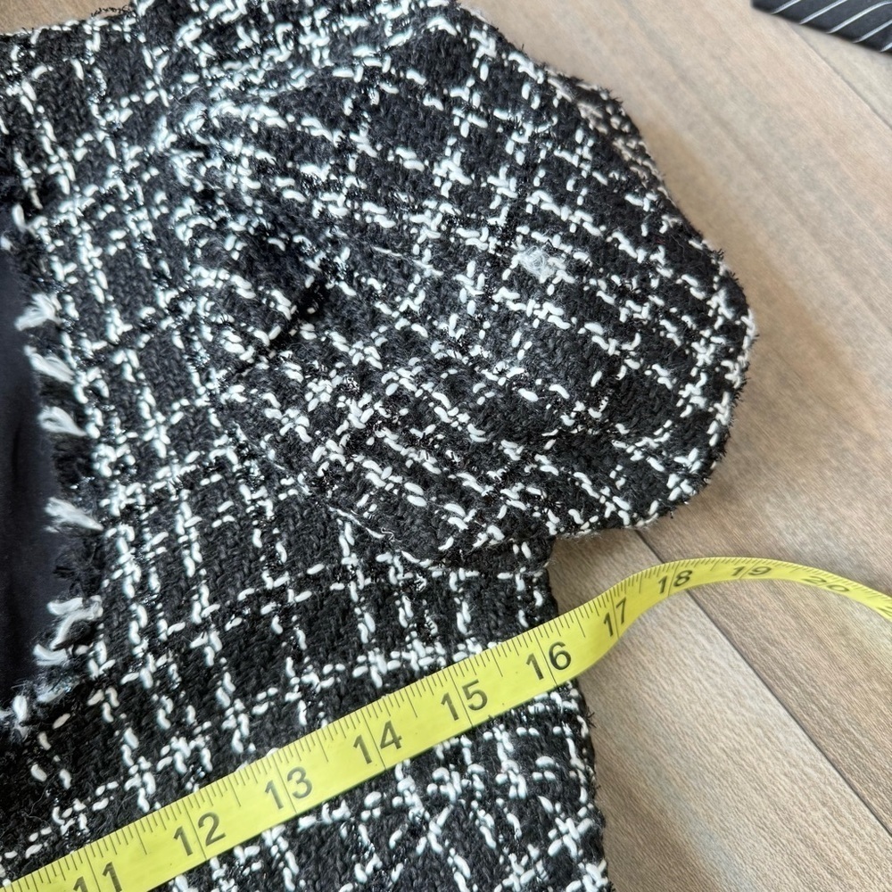 LIKELY Women's Alessandra tweed puff sleeve Dress black white - Picture 4 of 6